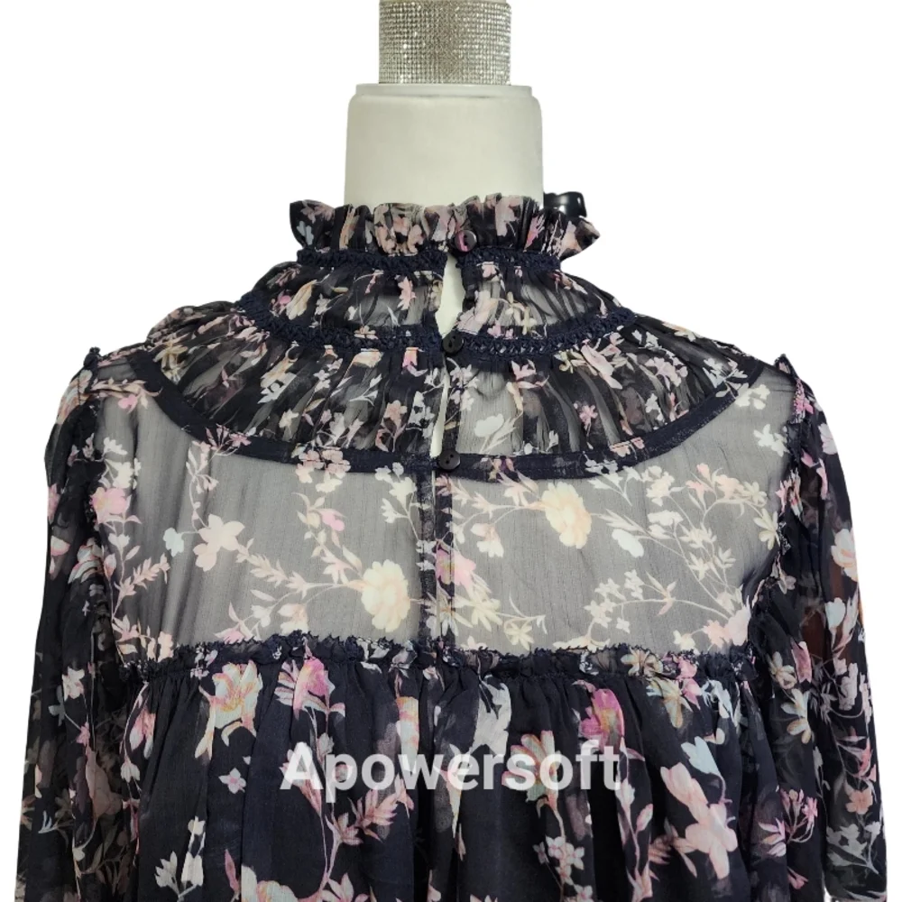 French Connection Floral Sheer Women's Top - Picture 5 of 6